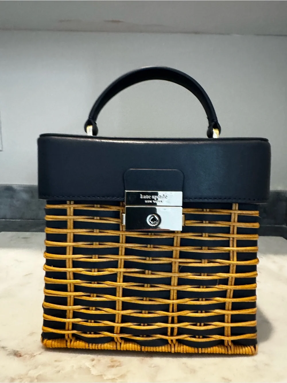 KATE SPADE Small Voyage Wicker Top-Handle Crossbody Bag